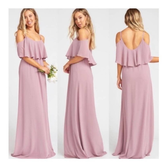 Show Me Your MuMu Caitlin Ruffle Maxi Dress Dusty Antique Rose Chiffon XXS NWT - Picture 1 of 8